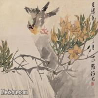 【欣赏级】JXD6160853近现代任伯年 飞鸟掠花国画花鸟植物小品图片-17M-