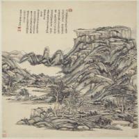 王原祁送别诗意图轴-清朝-山水-中国古代山水绘画作品