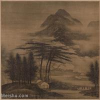 【印刷级】GH6061069古画清高岑山水画(1)-唐代-山峦-人家-册页图片-28M-3201X3088