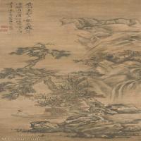 【超顶级】GH6088184古画山水风景人物图-明-蓝瑛-绢本-30x90-50x150-参天古木瀑布立轴图片-176M-4532X13576_28439434