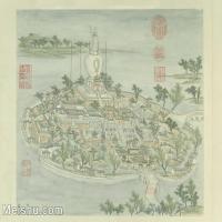 【印刷级】GH6060690古画清张若澄燕山八景图册1 琼岛春荫册页图片-55M-5026X3892